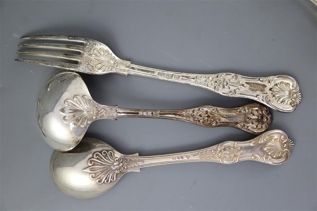 An Edwardian part canteen of silver Queens pattern double struck flatware by Jacques & Bartholomew,